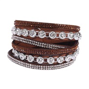 ( Brown)occidental style fashion fashion leather velvet multilayer diamond bracelet  retro Rhinestone bracelet woman