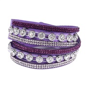 (purple Bracelet)occidental style fashion fashion leather velvet multilayer diamond bracelet  retro Rhinestone bracelet