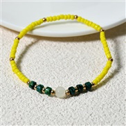 ( yellow)Bohemia color beads handmade bracelet woman samll ethnic style elasticity rope