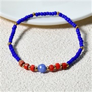 ( sapphire blue )Bohemia color beads handmade bracelet woman samll ethnic style elasticity rope