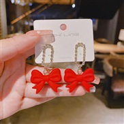 ( red)silver color bow ear stud Korea samll earrings christmas ear stud