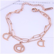 fine Korean style fashion sweet titanium steel conciseD Word Double layer temperament bracelet