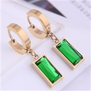 Korean style fashion sweetO concise color gem temperament personality earring buckle circle