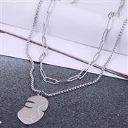 Korean style fashion fine concise Double layer titanium steel temperament necklace