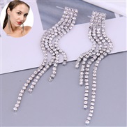 Korean style fashion Metal concise flash diamond tassel temperament exaggerating ear stud