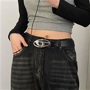 ( black) retro silver color buckleD Word belt woman all-Purpose ornamentyk Cowboy belt woman Autumn and Winter
