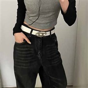 ( white) retro silver color buckleD Word belt woman all-Purpose ornamentyk Cowboy belt woman Autumn and Winter