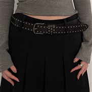 ( Brown)belt woman white Cowboy all-Purpose surface buckle belt ornament trend fashion Rivet belt