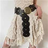( gold buckle black) retro Round hollow Girdle Dress summer exaggerating accessories occidental style wind belt