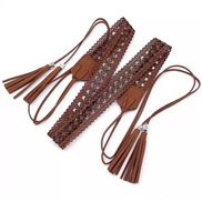 ( Brown)weave hollow ethnic style belt Bohemia accessories beltins high all-Purpose