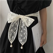 ( rice white)lace belt woman Korean style summer Waist retraction fashion all-Purpose Pearl chain ornament rope Dress b