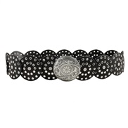 ( anti silver blackB Style) occidental style retro Cowboy wind personality belt lady exaggerating Round hollow Metal wi