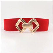 ( red)Metal buckle Tightness belt lady width Girdle ornament Dress all-Purpose elasticity summer width slim