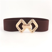 ( Brown)Metal buckle Tightness belt lady width Girdle ornament Dress all-Purpose elasticity summer width slim