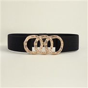 ( black) lady belt high belt woman fashion ornament all-Purpose Word circle Girdle Tightness high elasticity
