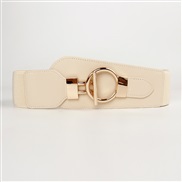 (60-80cm)( white)occidental style Girdle leather Metal buckle all-Purpose high elasticity Tightness belt Suit temperame