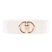 (60-80cm)( white)occidental style elasticity Tightness buckle width belt lady  retroD Word buckle belt big Waist retrac