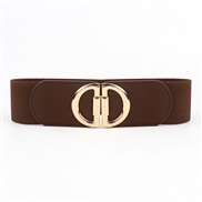 (60-80cm)( Brown)occidental style elasticity Tightness buckle width belt lady  retroD Word buckle belt big Waist retrac