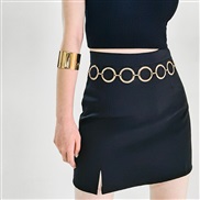 (Gold) Metal belt ornament occidental style chain woman accessories chain all-Purpose Suit Girdle geometry circle