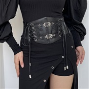 ( black)occidental style fashion lace splice beltPU slim elasticity Girdle samll vest