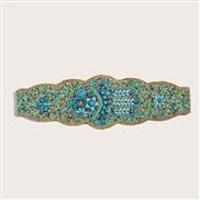 ( blue )ethnic style Beads Girdle pure handmade Bohemia wind Tightness width Girdle lady elegant color Shells
