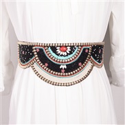 ( black )ethnic style Beads Girdle pure handmade Bohemia wind Tightness width Girdle lady elegant color Shells