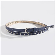 (173cm)( Navy blue)lady Double circle all-Purpose leisure belt Rivet super long punk Cowboy classic woman belt