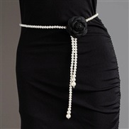 ( black)lady elegant Pearl flower sweet fashion high flower chain textured Dress ornament belt