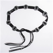 ( black) wind mosaic Beads retro fitting belt Round Bohemia wind velvet surface fashion lady rope