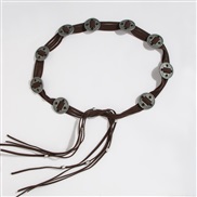 (150cm)( Brown) wind mosaic Beads retro fitting belt Round Bohemia wind velvet surface fashion lady rope