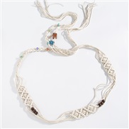 ( Beige)Bohemia wind resin Beads weave belt ethnic style handmade beads woman fashion rope