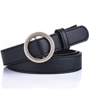 ( black silver buckle) belt woman PU leather Round buckle Korean style leisure brief Cowboy Dress lady belt