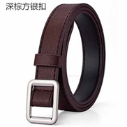 (105cm)( silver buckle) belt woman PU leather Round buckle Korean style leisure brief Cowboy Dress lady belt