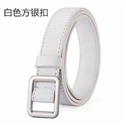 (105cm)( white silver buckle) belt woman PU leather Round buckle Korean style leisure brief Cowboy Dress lady belt