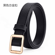 (105cm)( black gold buckle) belt woman PU leather Round buckle Korean style leisure brief Cowboy Dress lady belt