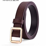 (105cm)( gold buckle) belt woman PU leather Round buckle Korean style leisure brief Cowboy Dress lady belt