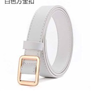 (105cm)( white gold buckle) belt woman PU leather Round buckle Korean style leisure brief Cowboy Dress lady belt
