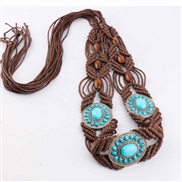 ( Brown)Bohemia handmade weave tassel belt chain women dress Dress all-Purpose ethnic style belt