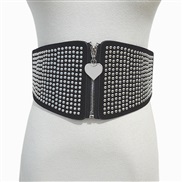 (68-90cm)( Style 2) women belt leisure punk wind ornament Rivet velvet surface elasticity Tightness Girdle big
