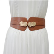 ( brown) lady belt elasticity Tightness samll Girdle Metal buckle ornament belt