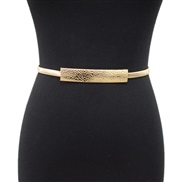 (Gold)lady belt leisure ornament elasticity Tightness Metal chain chain big