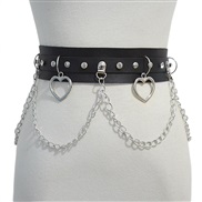 ( Style 1) women belt leisure diamond ornament love buckle Metal punk wind Imitation leather Girdle accessories