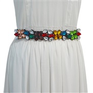 ( Color)occidental style women belt fashion fashion diamond mosaic ornament elasticity Tightness Girdle crystal belt Dr