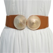 ( brown) women belt  personality Metal buckle ornament samll Girdle  elasticity Tightness belt Imitation leather belt