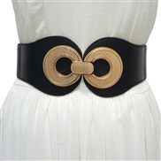 ( black) lady belt all-Purpose leisure elasticity Tightness belt pattern Round buckle Girdle collocation Dress