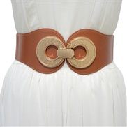( brown) lady belt all-Purpose leisure elasticity Tightness belt pattern Round buckle Girdle collocation Dress