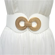 ( white) lady belt all-Purpose leisure elasticity Tightness belt pattern Round buckle Girdle collocation Dress