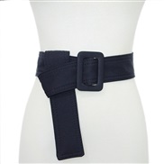 (160cm)( Navy blue) women belt lady leisure pure color ornament super long canvas width Girdle big