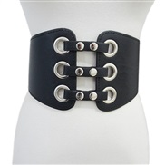 (65-85cm)( black) women belt leisure ornament Imitation leather punk width Girdle Tightness belt Girdle