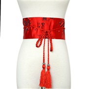 (60-90cm)( red) day wind tassel Girdle embroidery collocation width belt ethnic style belt